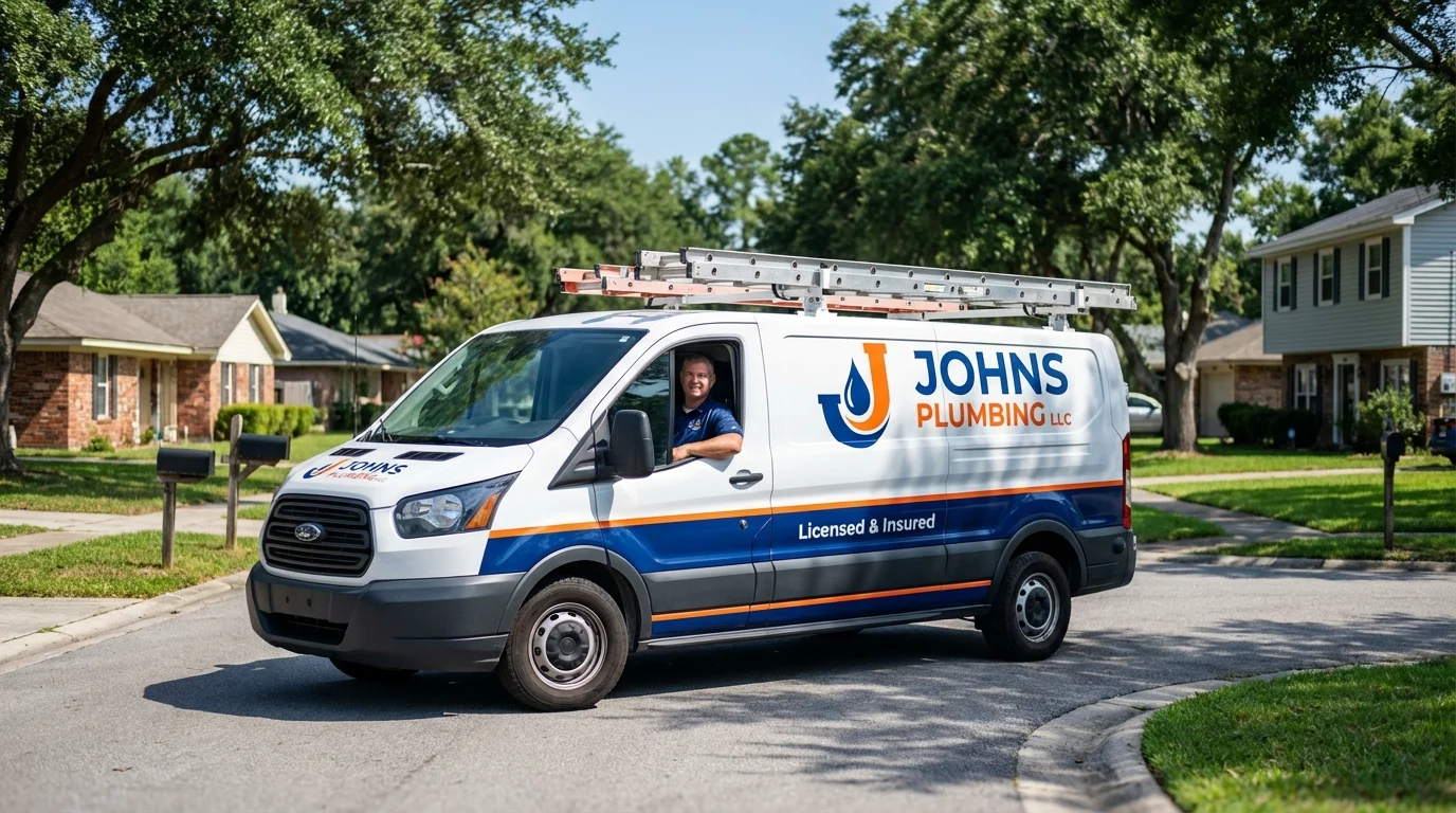 Johns Plumbing LLC service van in La Vista, NE