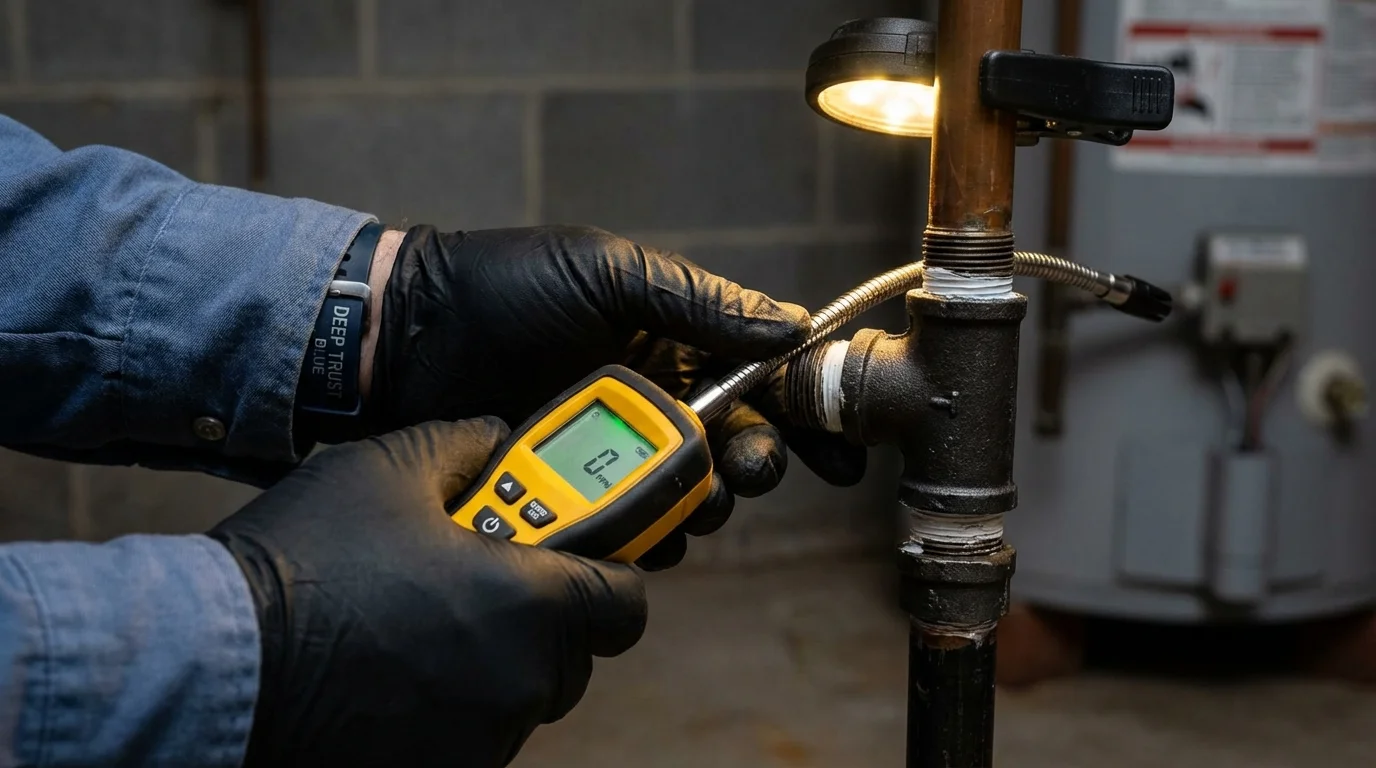 Gas leak detection with electronic sniffer by Johns Plumbing LLC in La Vista