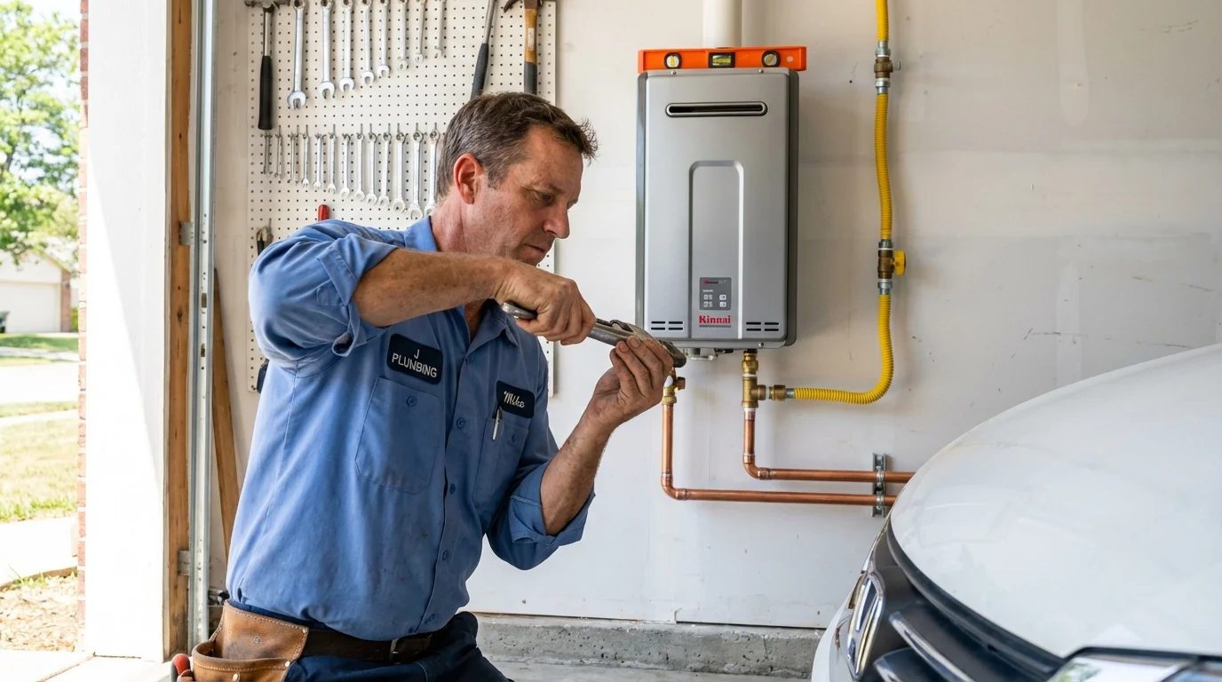 Tankless water heater installation by a Johns Plumbing LLC plumber in La Vista